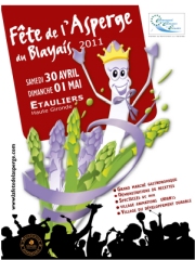 Fête de l'Asperge du Blayais
à Etauliers (45 minutes de Bordeaux)
les 30 avril et 1er mai 2011