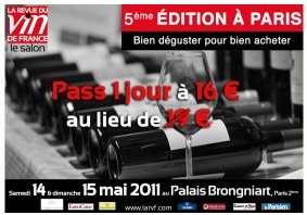 Le Salon de La Revue du vin de France 5ème édition : Pass 1 jour au tarif privilégié de 16 € au lieu de 19 €