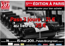 Le Salon de La Revue du vin de France 5ème édition : Pass 2 jours au tarif privilégié de 21 € au lieu de 25 €