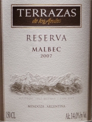 Terrazas de los Andes Reserva Malbec 2007