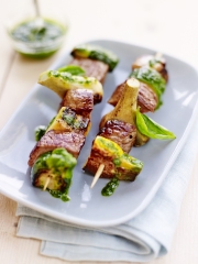 Recette Brochettes de Veau Aubergines, Artichauts et Courgettes