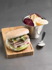 Burger Sucré-Salé de Langue de Bœuf
Photo : © INTERBEV - Ph. Vaures Santamaria / Produits Tripiers
