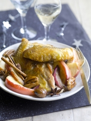 Chapon de pintade fermier Label Rouge aux pommes, noix de pécan et sirop d'érable
Photo : © Volailles Fermières Label Rouge