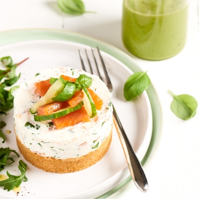 Cheesecake au Saumon, Smoothie Avocat et Concombre au Basilic
Photo : © Marque Repère / Nicolas Lobbestael