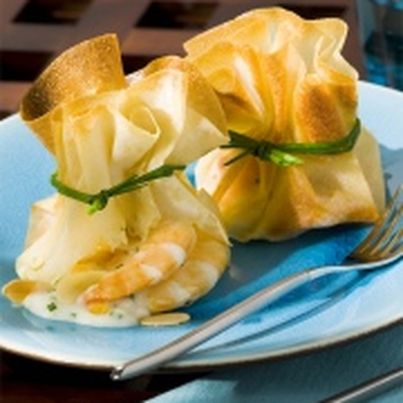 Ballotins de gambas sauce ciboulette