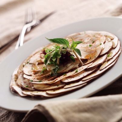 Carpaccio de Cèpe, à l'huile d'argan