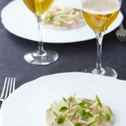 Carpaccio de dorade parfumé au cidre et à l'huile de noix
