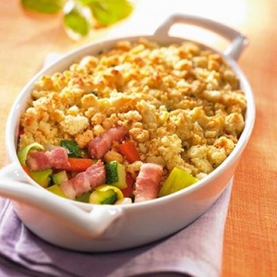 Crumble de légumes aux lardons