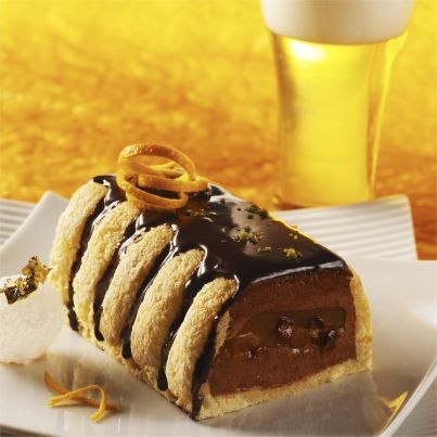 Bûche chocolat, gelée et zestes d'orange à la bière