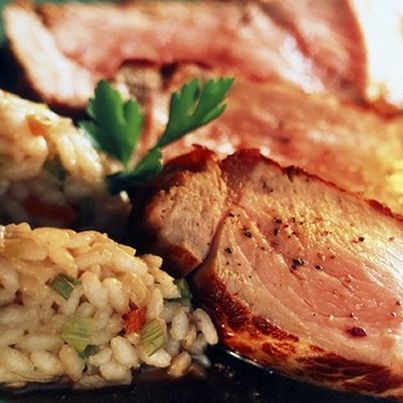 Côtes de veau et rissoto aux petits légumes à la bière