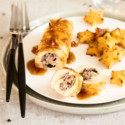Filets de Poulet Fermier farcies aux Champignons et Foie Gras