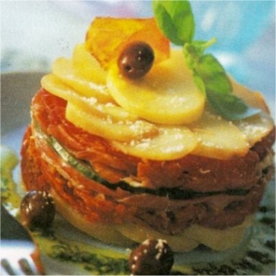 Mille-feuilles de pommes de terre aux parfums d'été