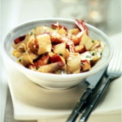 Poêlée d'endives aux gambas et pommes fruits