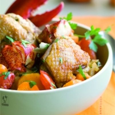 Fricassée de poulet français au homard