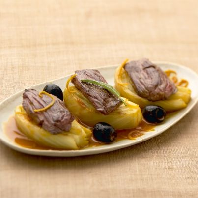Hampe avec fenouil, tomate, olives