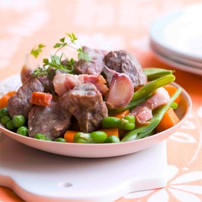 Joue de porc à la crème d'ail et au poiré