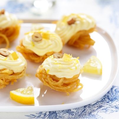 Nids de Linguine croustillantes à la crème de citron