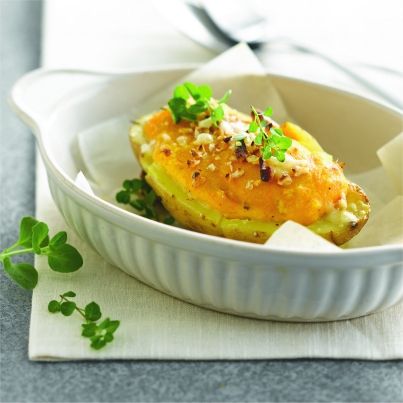 Pommes de terre farçies, potiron et noisettes