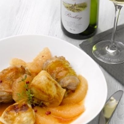 Poulet rôti aux pamplemousses et aux baies roses
