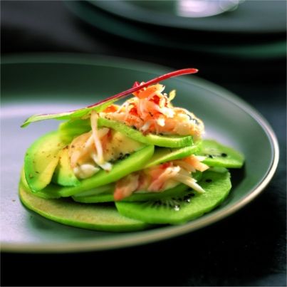 Salade acidulée de Kiwi au crabe et pomme verte
